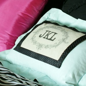 MonogramPillow51 300x300 Painted Pillow With Monogram Print Canvas