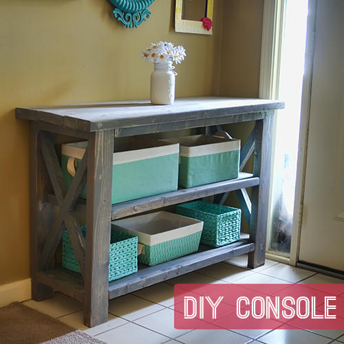 Rustic Console Table woodworking DIY plan from Ana White, built by @ 
