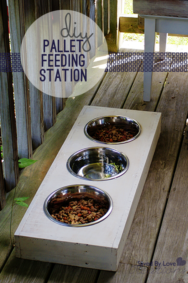 Wood Pallet Dog Feeding Station Elevated Bowls