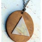 Faux Abalone Circle Triangle Pendant From Polymer Clay