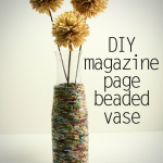 Magazine Page Bead Covered Vase