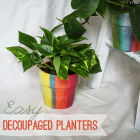 Decoupage Rainbow Planters