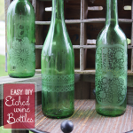 Easy Doily Etched Wine Bottle Upcycle