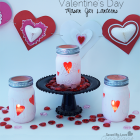DIY Chalky Glitter Heart Mason Jar Votive Holders