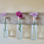 Reclaimed Wood Wine Bottle Vase Trio