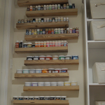 DIY Reclaimed Wood Craft Paint Storage Shelves