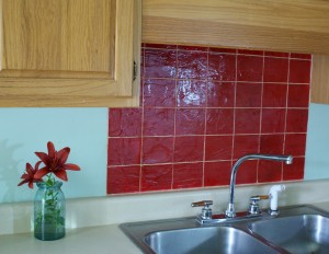 Faux tile kitchen backsplash
