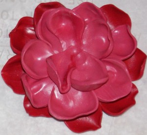 Top and bottom polymer clay flower petal layers