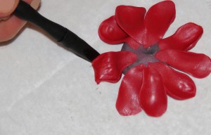  Sculpting petals with clay tools