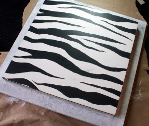 Zebra print frame painted with gesso