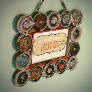 Newspaper coil picture frame