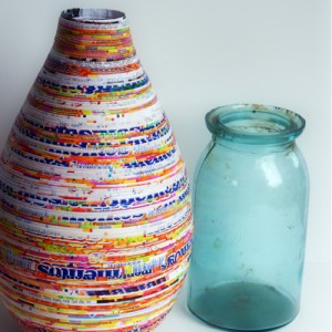 Recycled paper crafts vase