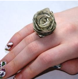 Bookpage rosette ring tutorial