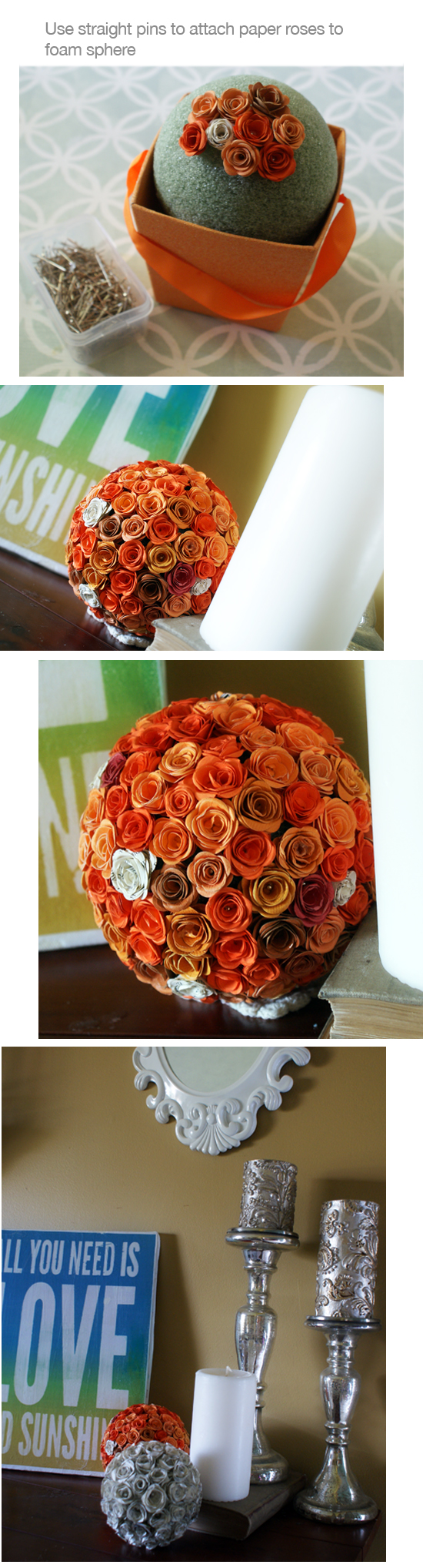 Paper Rose Spheres Topiary