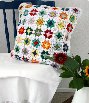 Granny Square Crochet Pillow