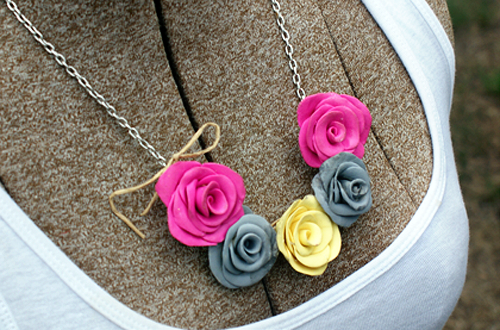 Clay flower necklace
