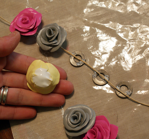 Clay flower necklace