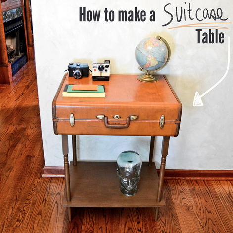 Repurposed suitcase table