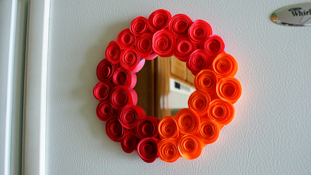 Video Tutorial AstroBrights Paper Rosette Magnetic Locker Mirror With Spiral Rose Template at savedbylovecreations.com