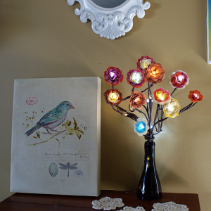 EK Tools paper punched flower lighted bouquet at savedbylovecreations.com