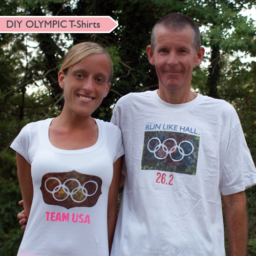 Make your own Olympic T-Shirt with Tulip fabric markers/paint and contact paper stencils at savedbylovecreations.com