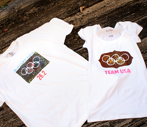Make your own Olympic T-Shirt with Tulip fabric markers/paint and contact paper stencils at savedbylovecreations.com