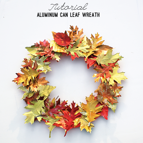 Aluminum Can Leaf Wreath Tutorial at savedbylovecreations.com #fall #wreath #upcycle #repurpose #recycledCrafts Aluminum Can Leaf Wreath Tutorial at savedbylovecreations.com #fall #wreath #upcycle #repurpose #recycledCrafts