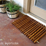 DIY wood and rope doormat by Domestic Imperfection featured @savedbyloves #Woodworking #DIY