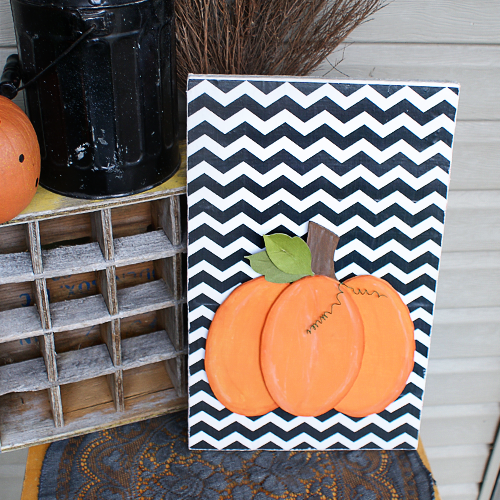 DIY Scroll Saw Pumpkin #Fall Decor #chevron background at @savedbyloves
