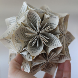 Book Page origami sphere featured @savedbyloves, via Craft Foxes #PaperCrafts #Upcycle