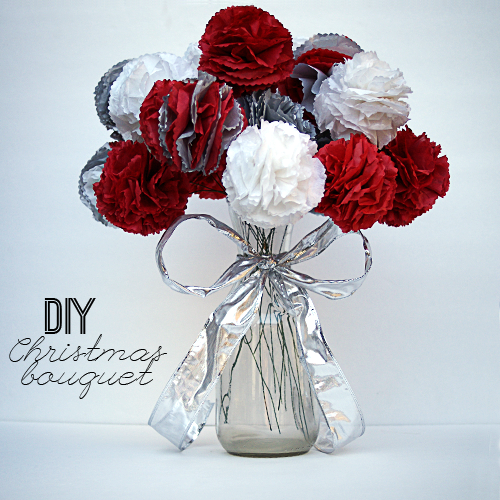 Make a #DIY #Christmas Pom Pom Tissue Paper Bouquet @savedbyloves