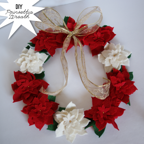 #Felt #Poinsettia #Wreath #DIY #ChristmasDecor @savedbyloves #Sizzix