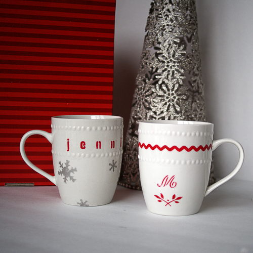 #DIY #Christmas #Gift Stenciled Dollar Store Mugs #MarthaStewartHoliday