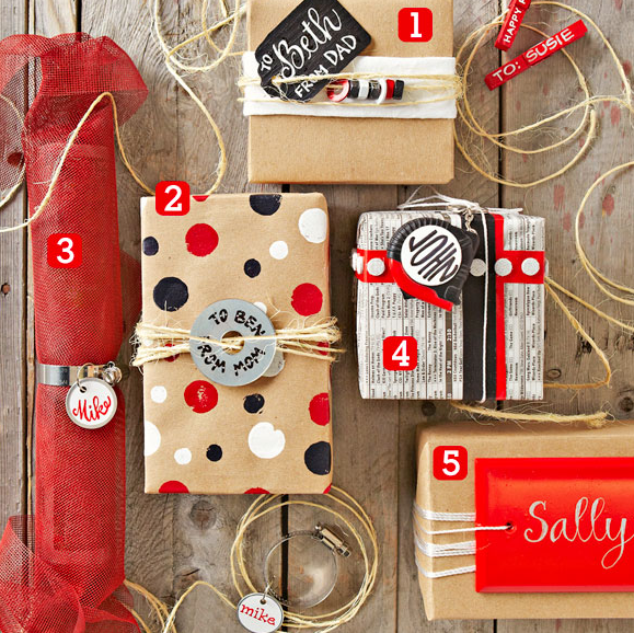 Lowe's Creative Ideas #Christmas #GiftWrap with hardware store supplies!