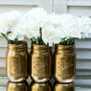 Spray Paint mason jars for a great vase!