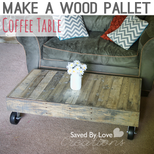 Repurposed Wood Pallet Furniture; DIY Coffee Table @savedbyloves
