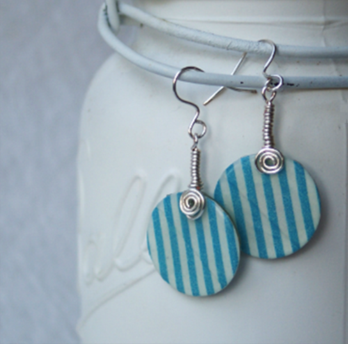 Make easy Washi Tape Earrings with Mod Podge and a circle punch! @savedbyloves