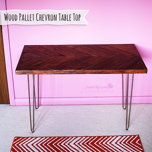 Chevron coffee table DIY from Reclaimed wood shipping pallets @savedbyloves