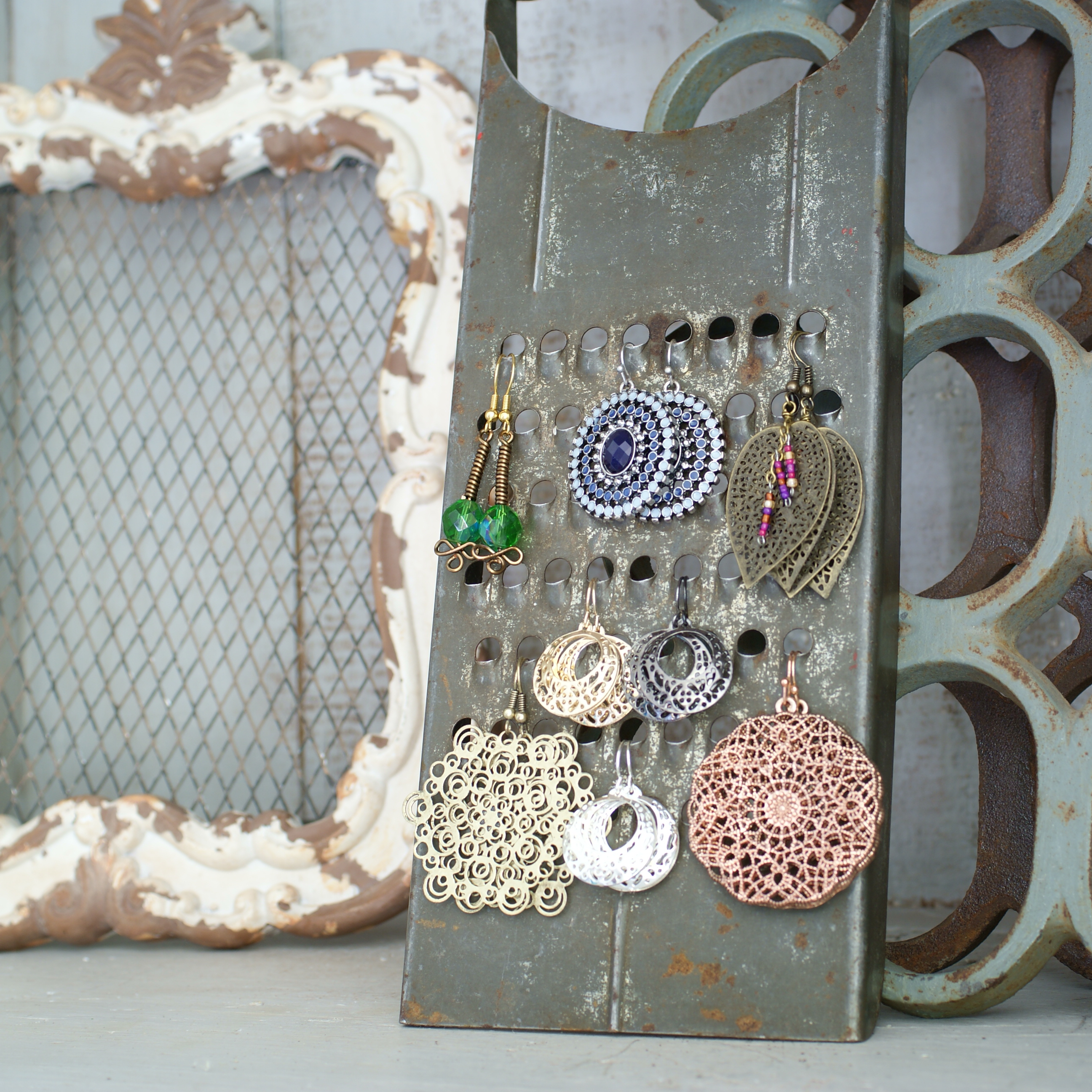 DIY Jewelry Display from Vintage Grater
