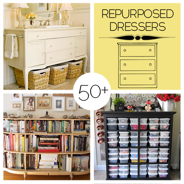 50+ ways to repurpose old dressers #DIY #HomeDecor @savedbyloves