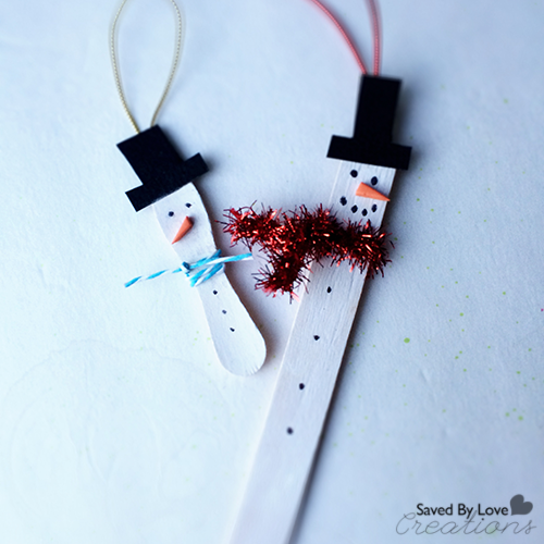 Easy DIY Kids Christmas Craft Popsicle Stick Snowmen, puzzle piece snowflakes and reindeer #christmas #kidscraft #handmadeornaments @savedbyloves