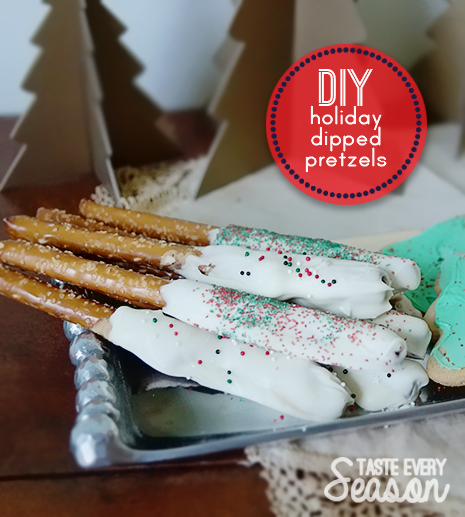 Make White Chocolate DIpped Holiday Pretzels