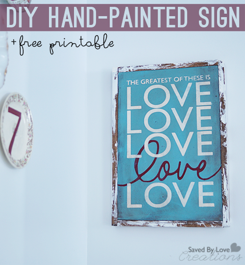 DIY Hand-painted #reclaimed Wood Sign tutorial and printable cut file or traceable template @savedbyloves #verseprintable #Love #valentinesday 