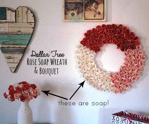 Super easy and cheap DIY; Dollar Tree Soap Rose Wreath and bouquet tutorial @savedbyloves