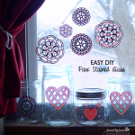Martha Stewart Clings Faux Stained Glass DIY;  Easy and beautiful effect @savedbyloves
