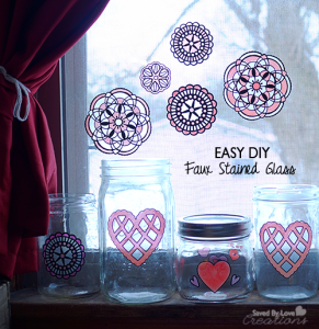 Martha Stewart Clings Faux Stained Glass DIY; Easy and beautiful effect @savedbyloves