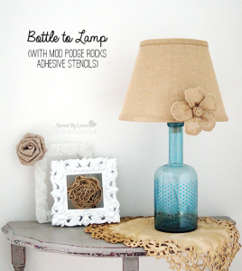 How to make a lamp from a bottle @savedbyloves with @modpodgerocks adhesive stencils @plaidcrafts