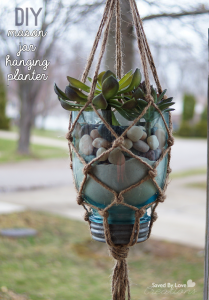Easy Macrame Mason Jar Hanging Planter DIY @savedbyloves