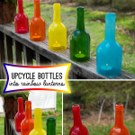 Wine Bottle Craft Upcycle into Rainbow Decor @savedbyloves