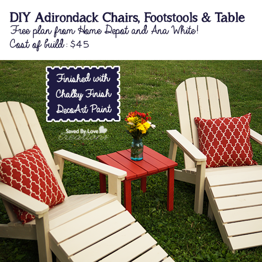 DIY Adirondack Outdoor Furniture Plan @savedbyloves Chalk Paint